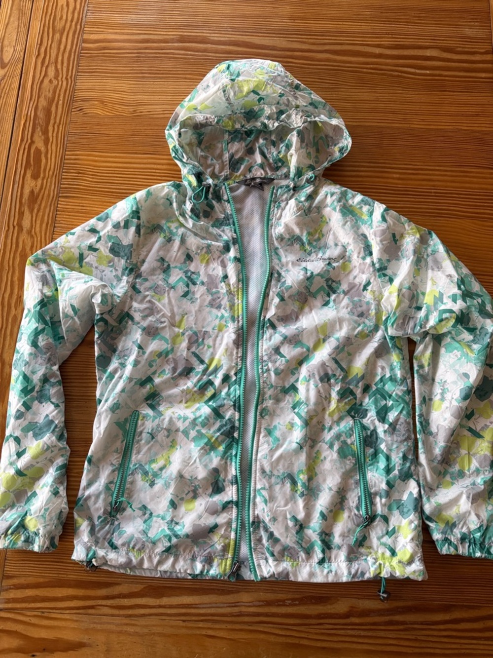 Windbreaker with Teal & Lime Print, sz S